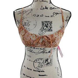 Xhilaration Swim Top Womens Pink Floral Bikini Bralette Retro